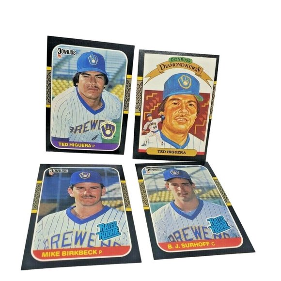Donruss 87 BJ Surhoff, Ted Higuera, Mike Birkbeck & Ted Higuera Baseball Cards - Picture 1 of 11
